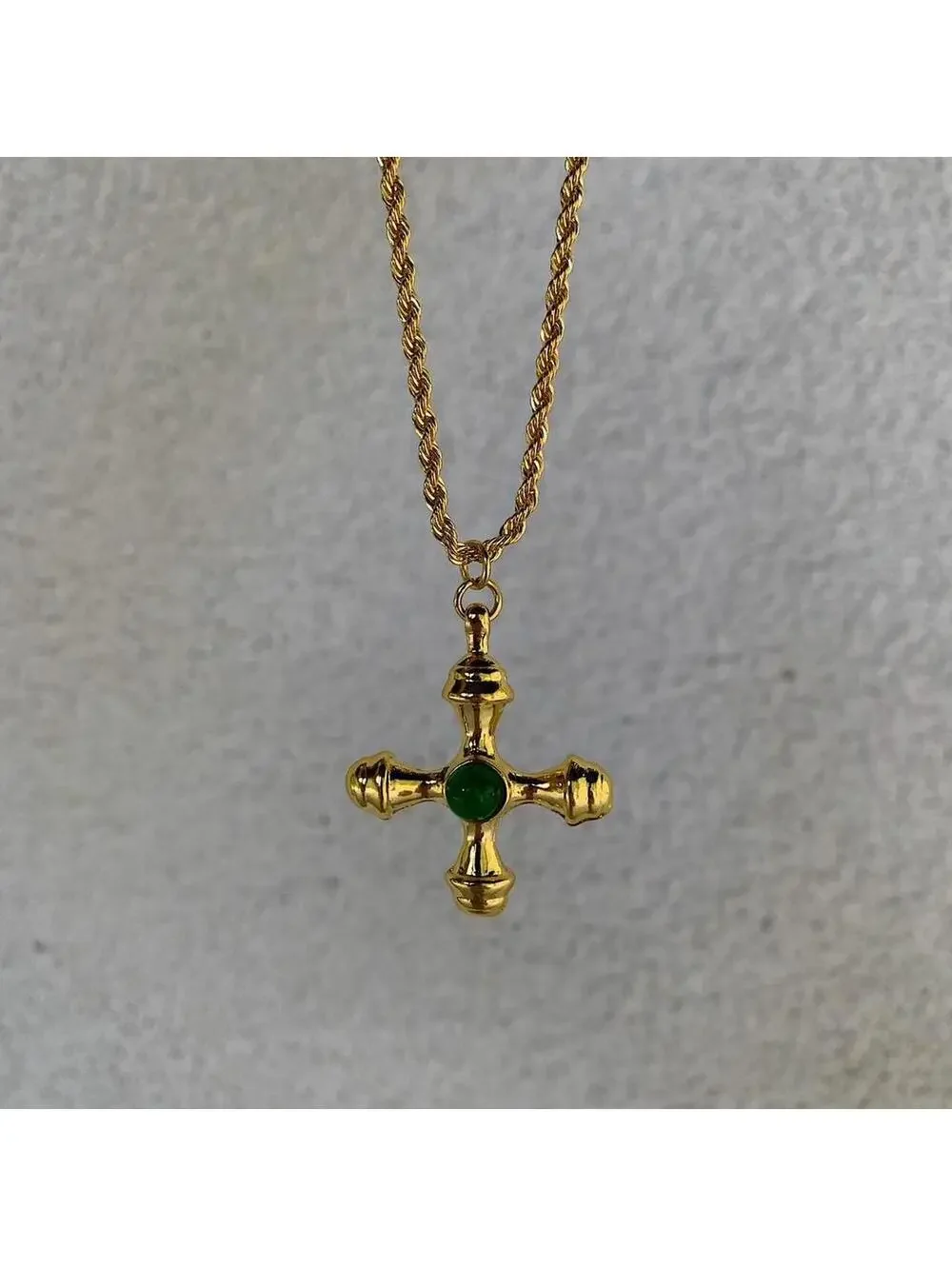 Y2k 2000s style Cyber Star Cross Pendant Gold Rope Chain Necklace. Stainless